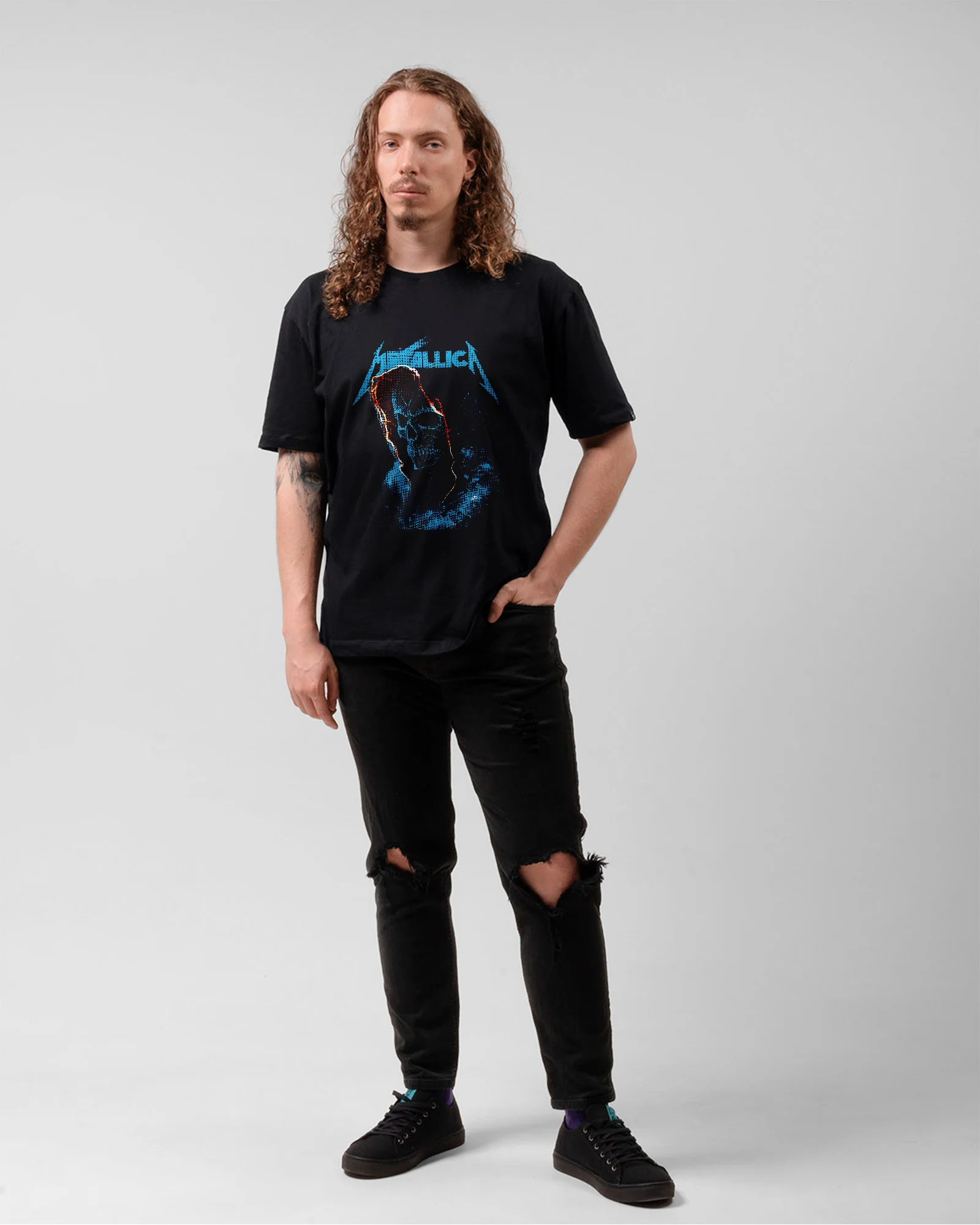 Camiseta Clássica Metallica Blue Skull - Image 5