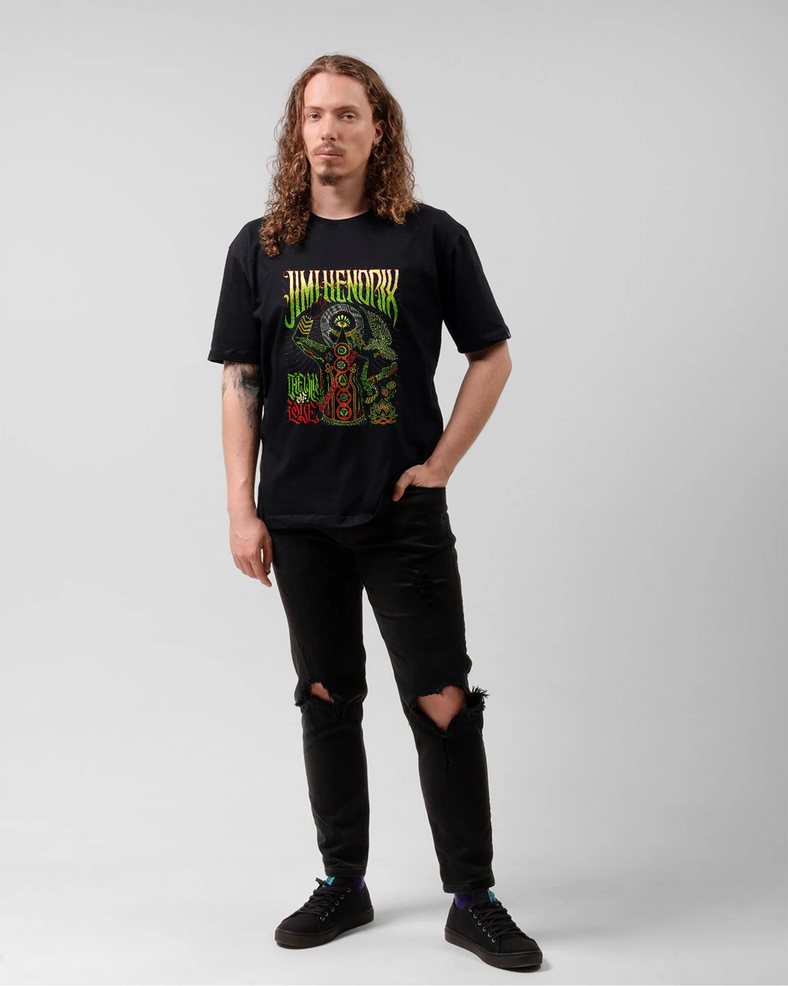Camiseta Jimi Hendrix Of Love Rock Clássico - Image 5