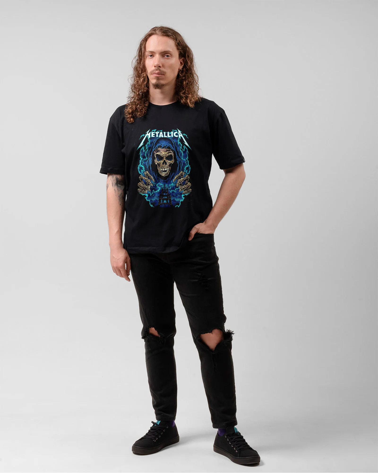 Camiseta Metallica Over Skull Heavy Metal - Image 5