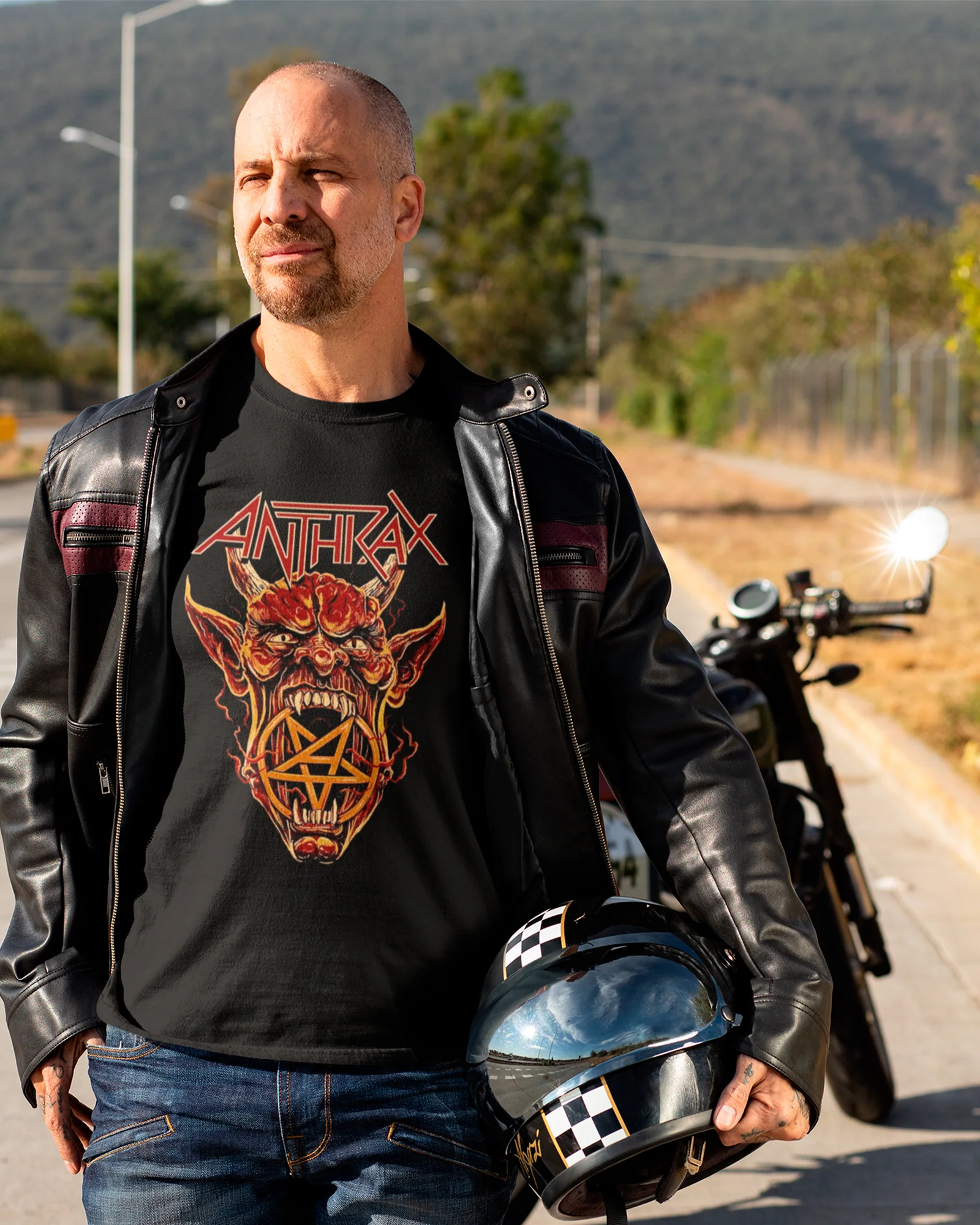 Camiseta Preta Anthrax Demon Pentagrama - Image 2