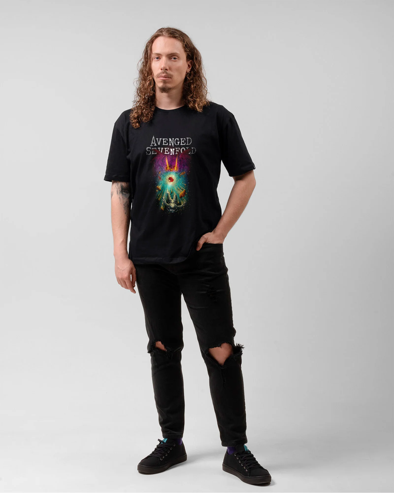Camiseta Preta Avenged Sevenfold Space - Image 5