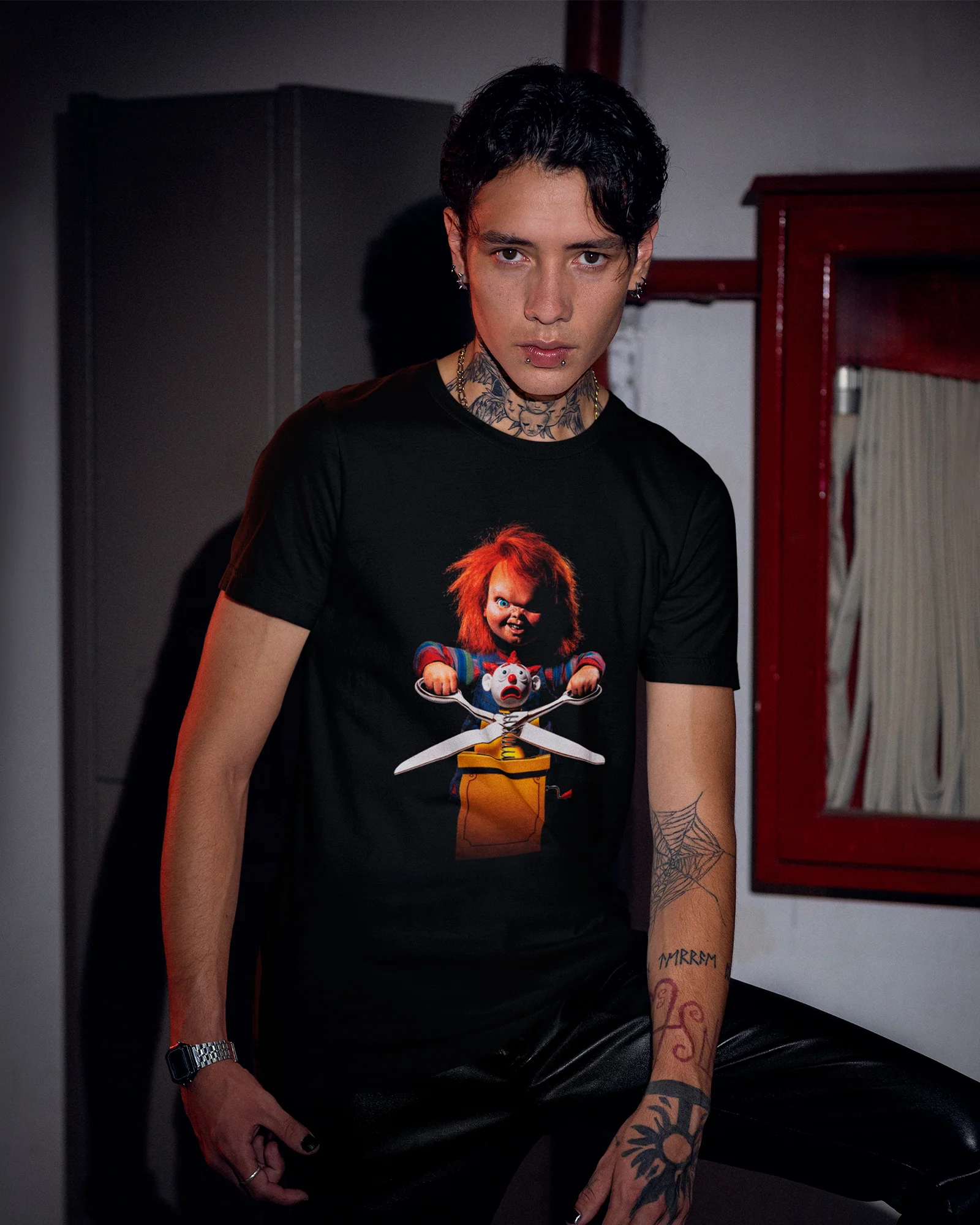 Camiseta Preta Chucky Tesoura Palhaço Unissex - Image 4