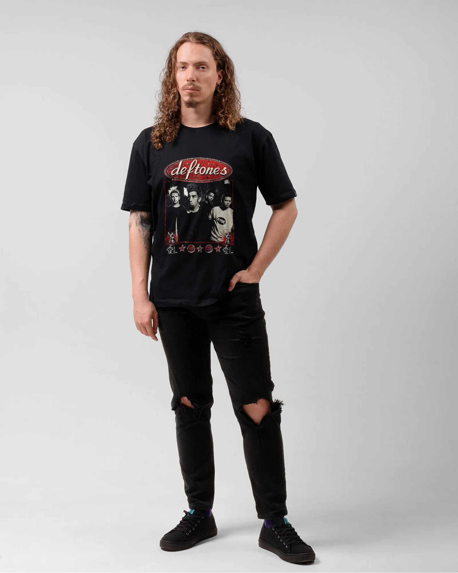 Camiseta Preta Deftones Integrantes Retrô Streetwear Unissex - Image 3