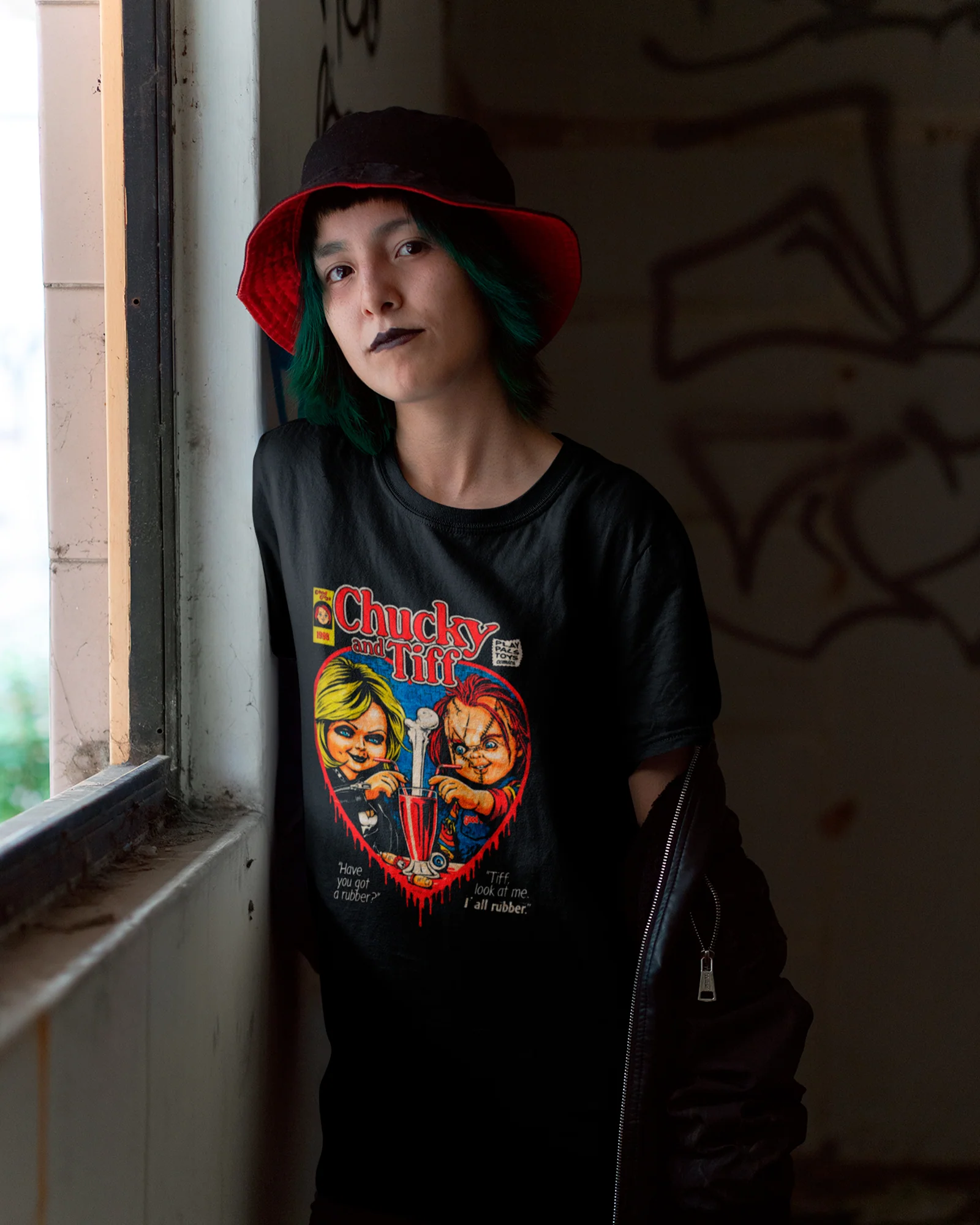 Camiseta Preta Heartbreak Chucky Tiffany Horror Love Unissex - Image 3