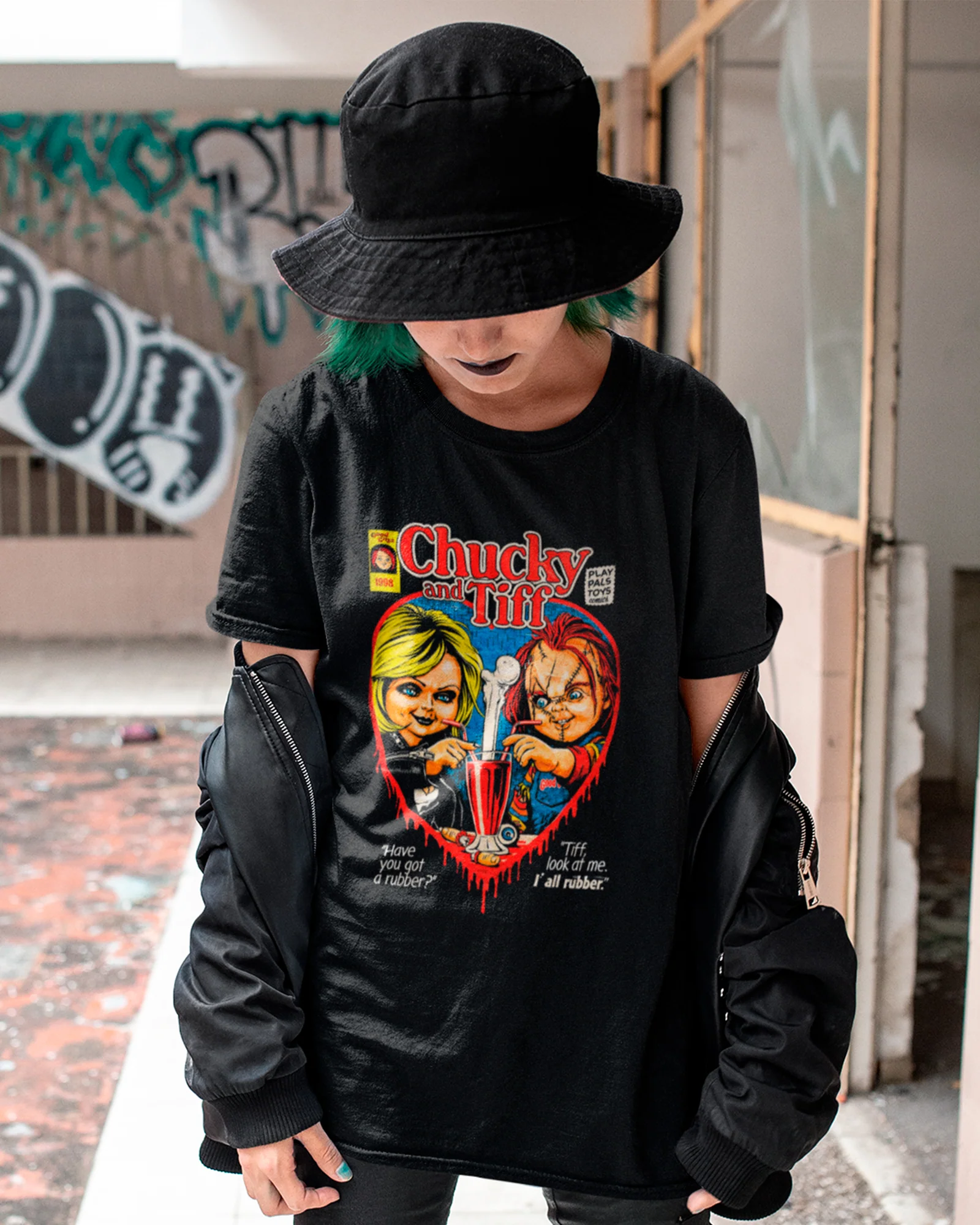 Camiseta Preta Heartbreak Chucky Tiffany Horror Love Unissex - Image 4