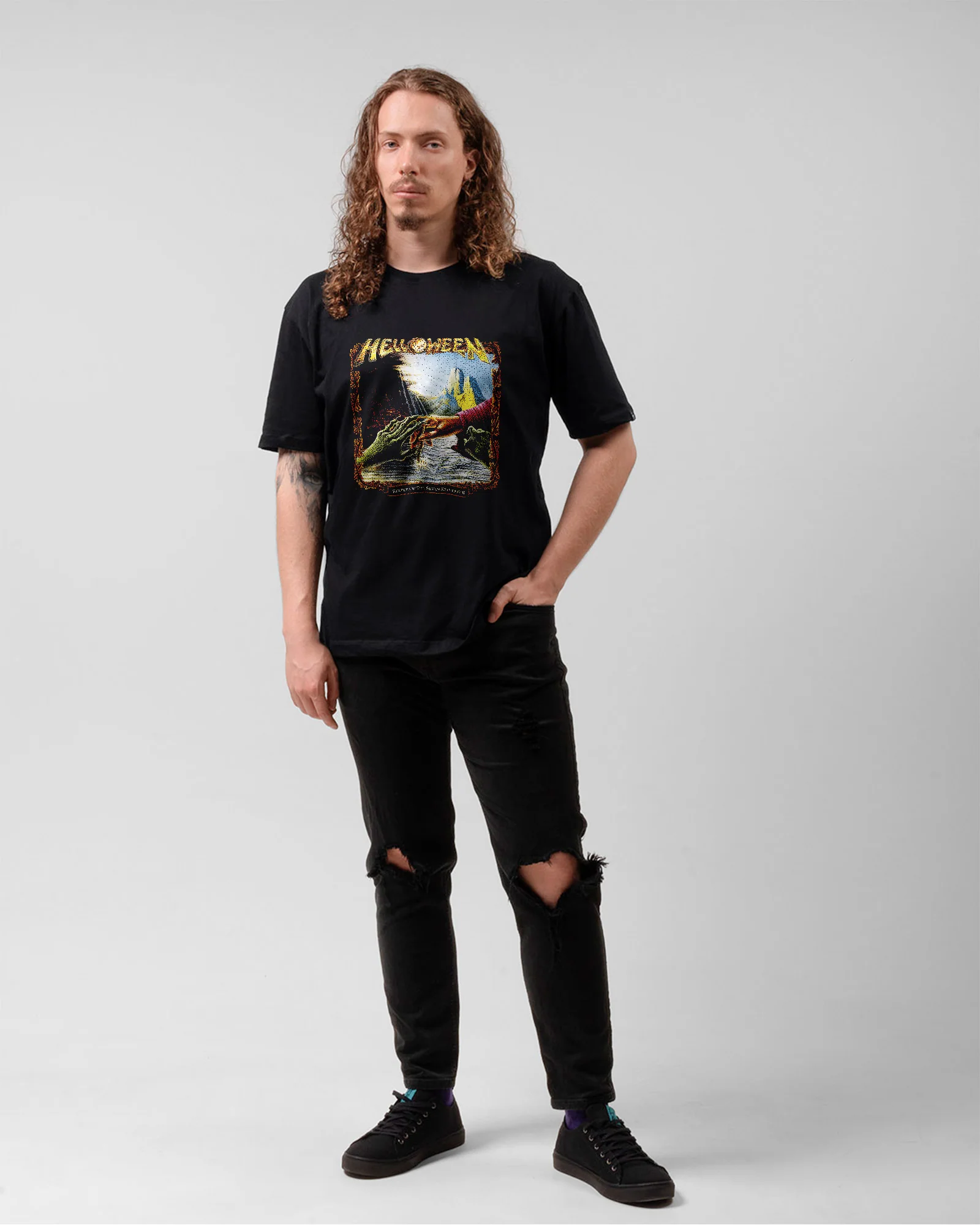 Camiseta Preta Helloween Mão Chave Keeper of the Seven Keys - Image 5
