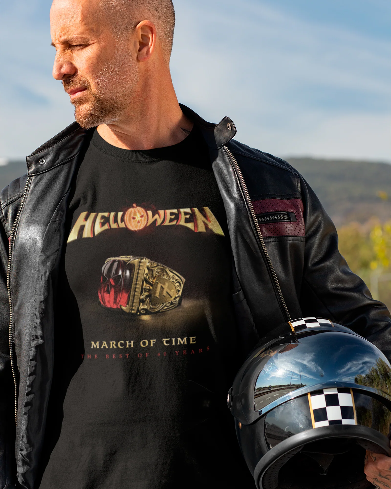 Camiseta Preta Helloween March of Time 40 Years Unissex - Image 2