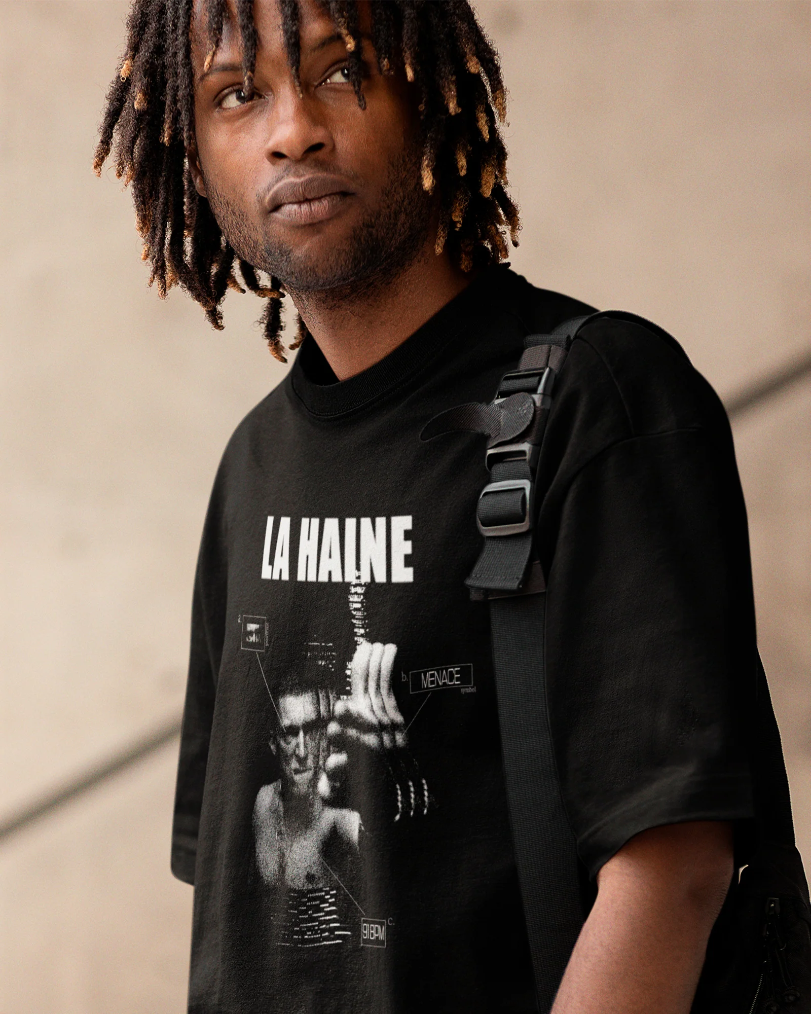 Camiseta Preta La Haine Estampa Preto e Branco Estilo Cult Unissex - Image 3