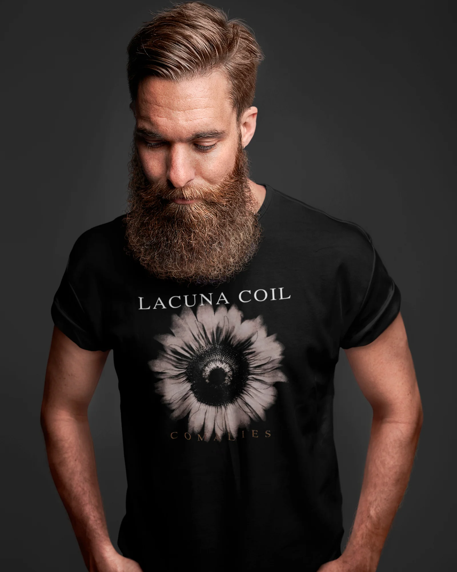 Camiseta Preta Lacuna Coil Comalies Flor Unissex - Image 2