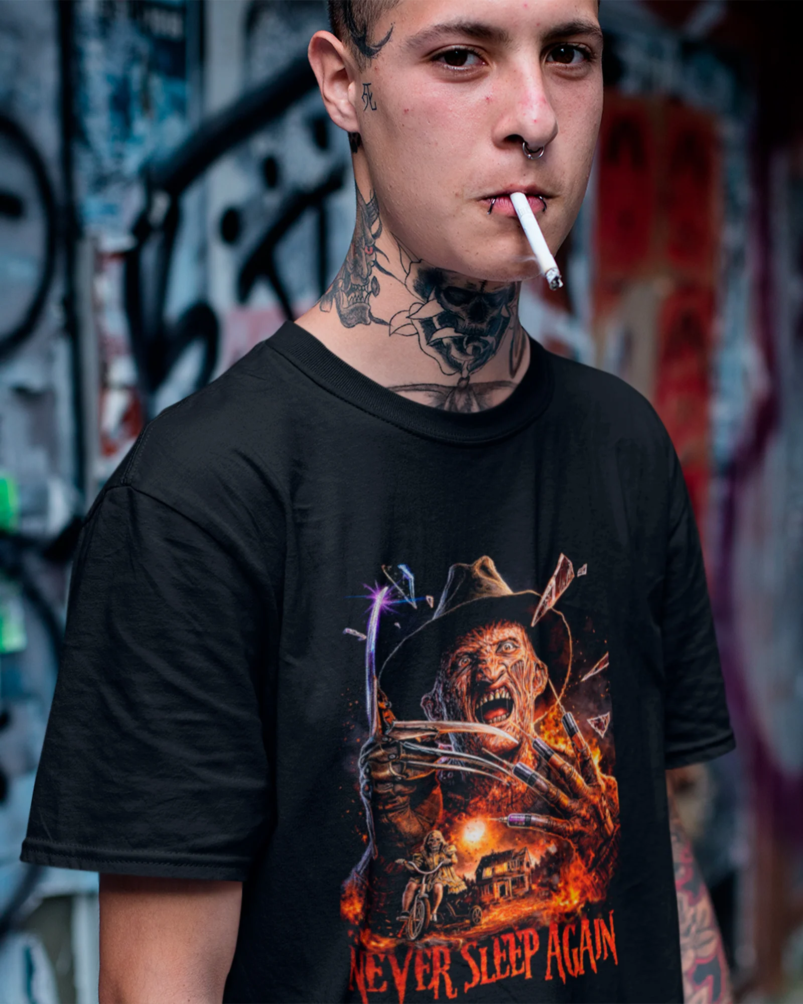 Camiseta Preta Never Sleep Again Nightmare Horror Unissex - Image 2