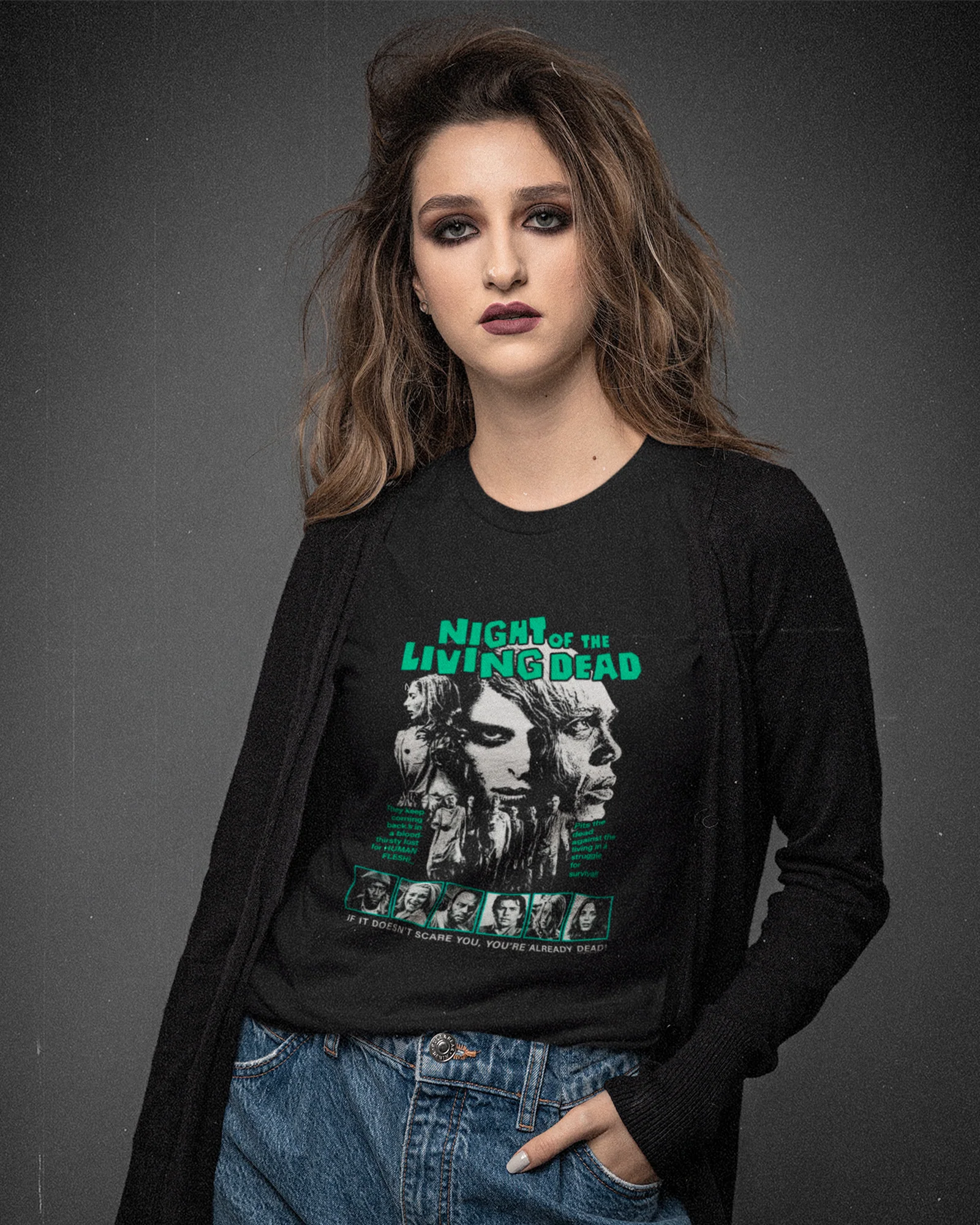 Camiseta Preta Night of the Living Dead Zumbis Unissex - Image 3