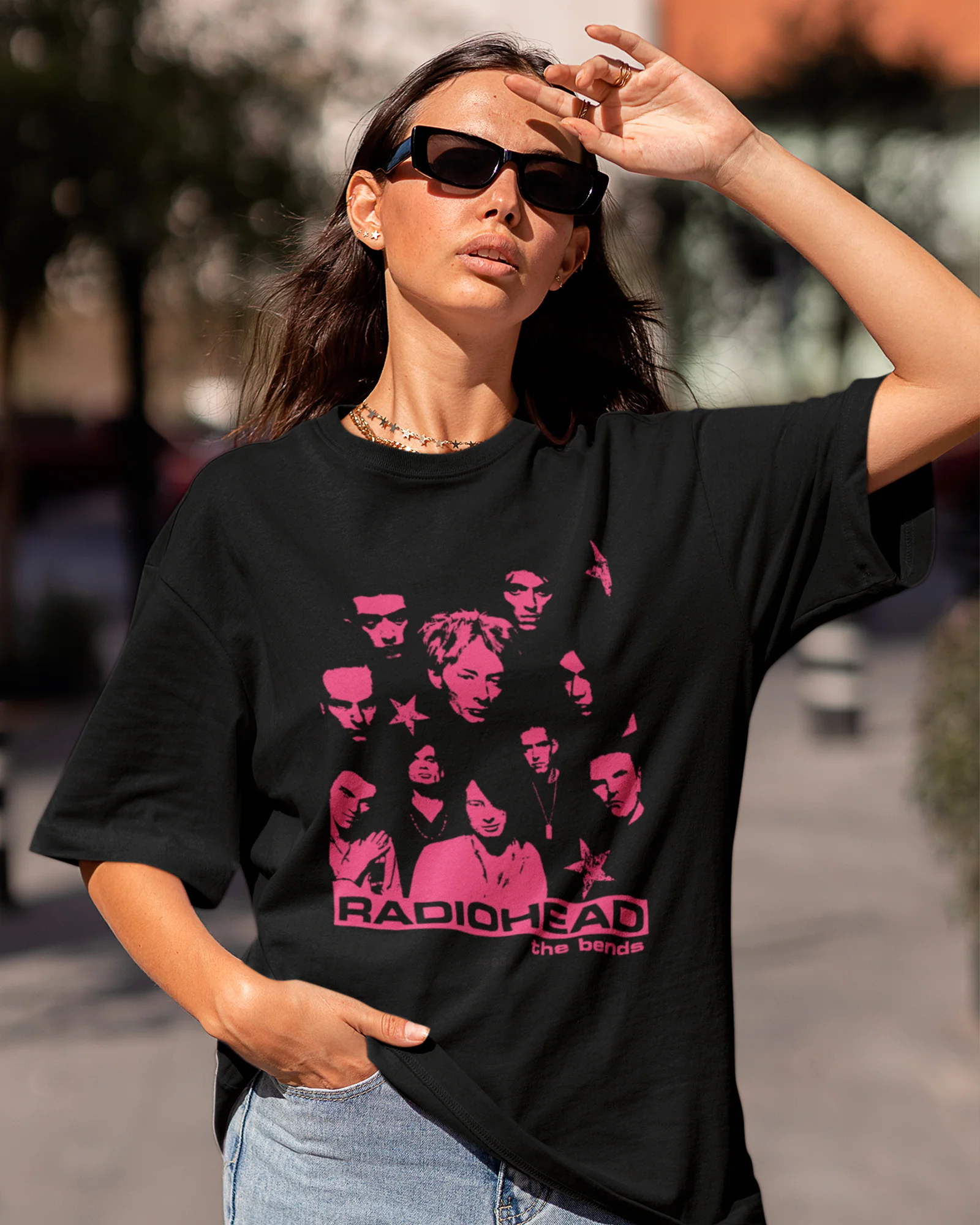 Camiseta Preta Radiohead Integrantes Arte Rosa Streetwear Unissex - Image 2