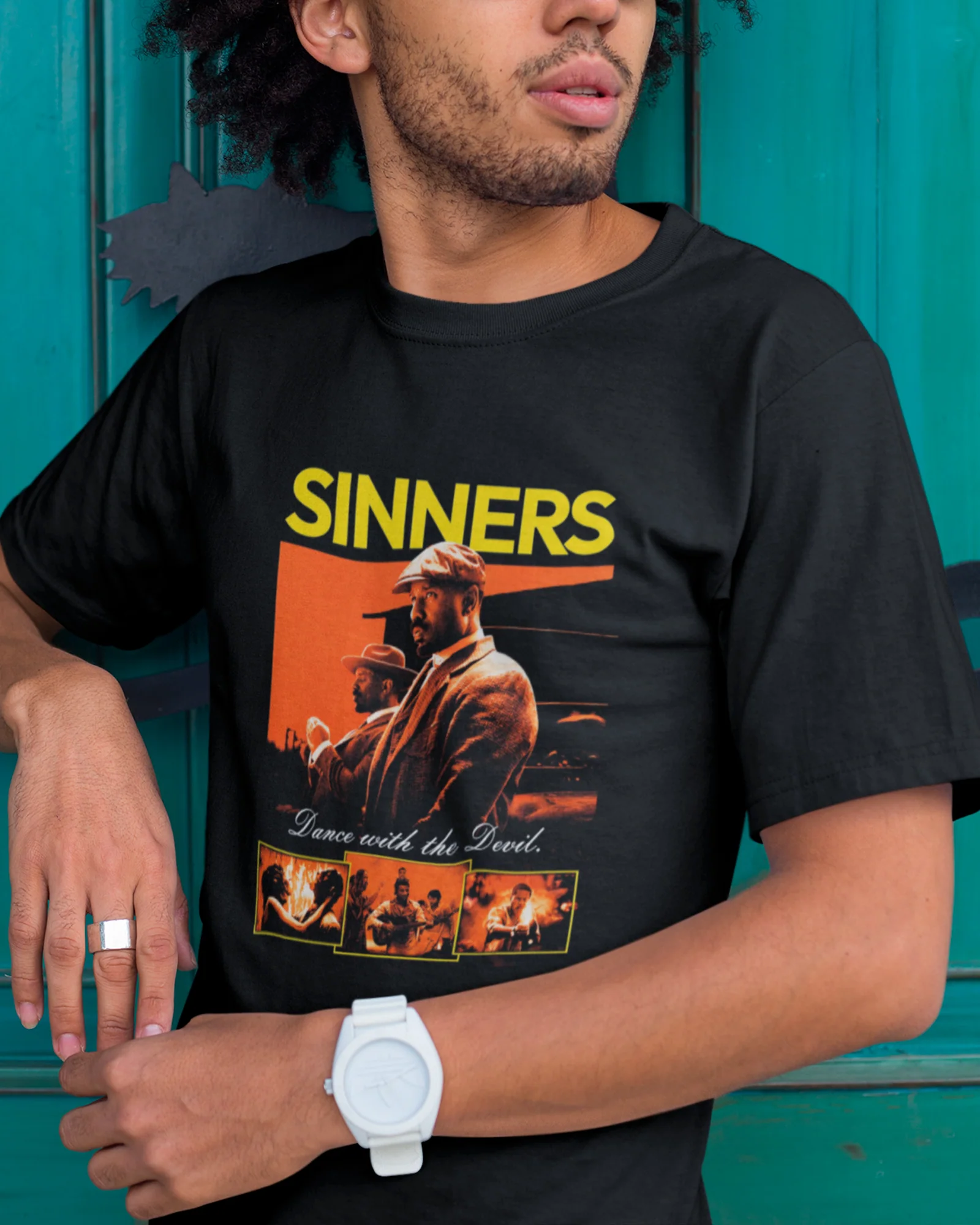 Camiseta Preta Sinners Dance with the Devil Unissex - Image 3