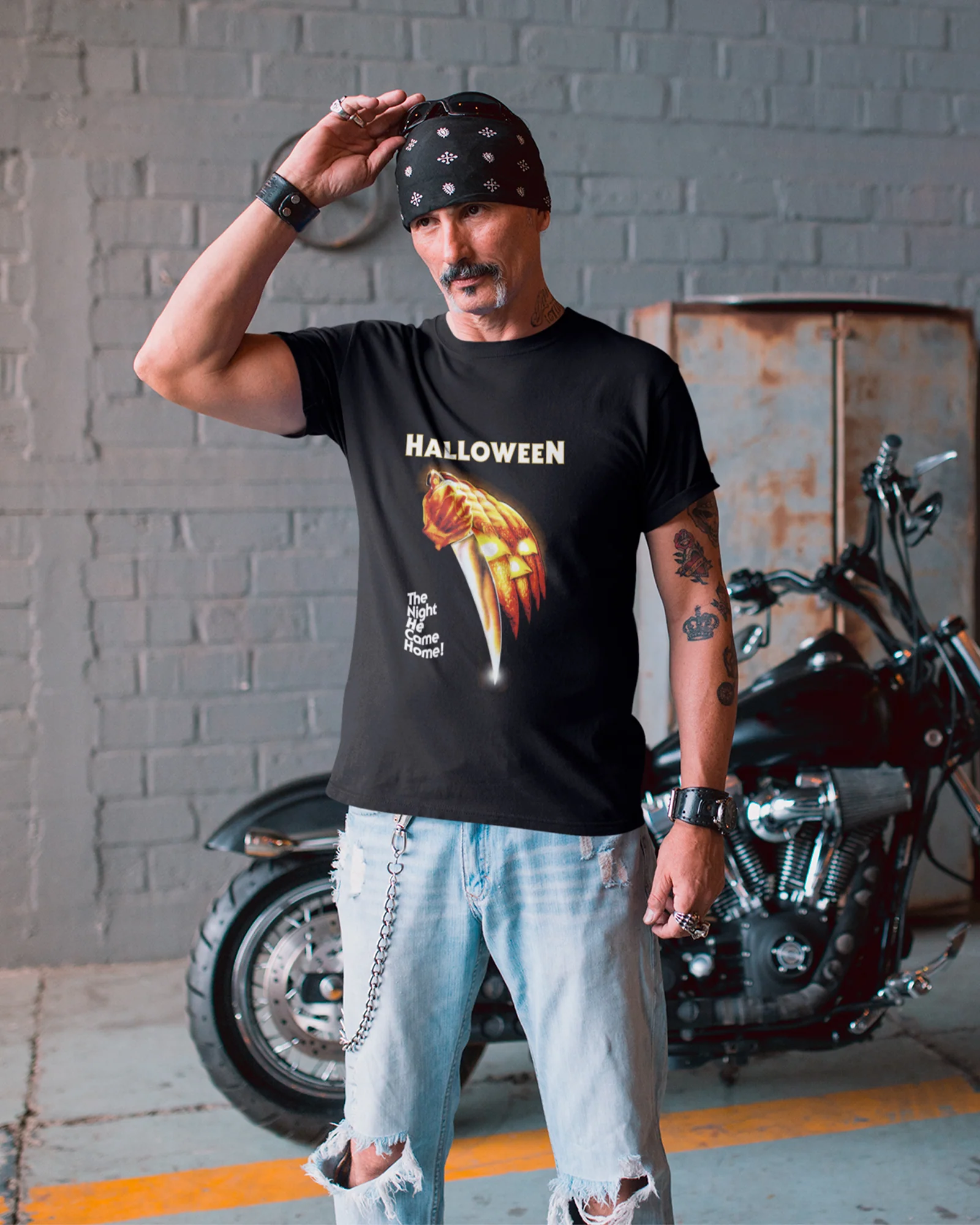 Camiseta Preta Slasher Halloween Dark Knife Unissex - Image 4