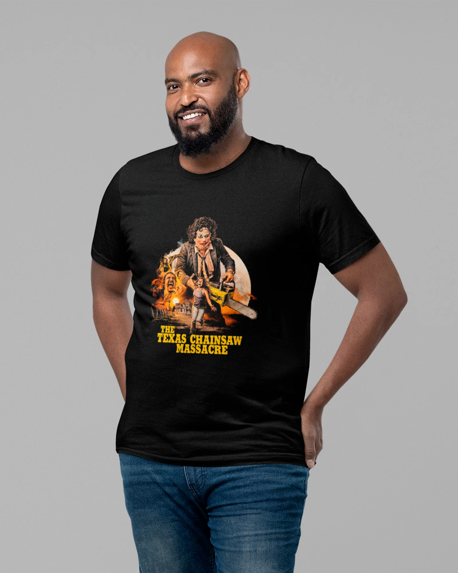 Camiseta Preta The Texas Chainsaw Massacre Personagens Unissex - Image 4