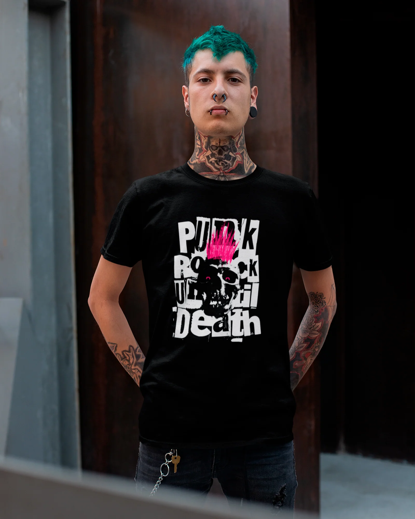Camiseta Punk Rock Skull Retrô - Image 2