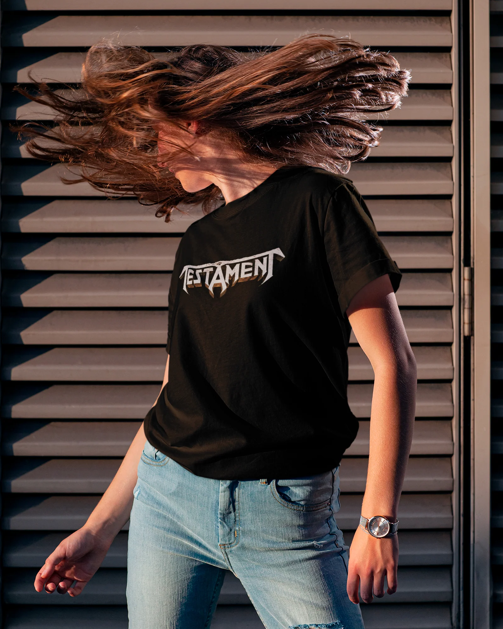 Camiseta Testament Banda Escrita Simples Preta Estampada - Image 2