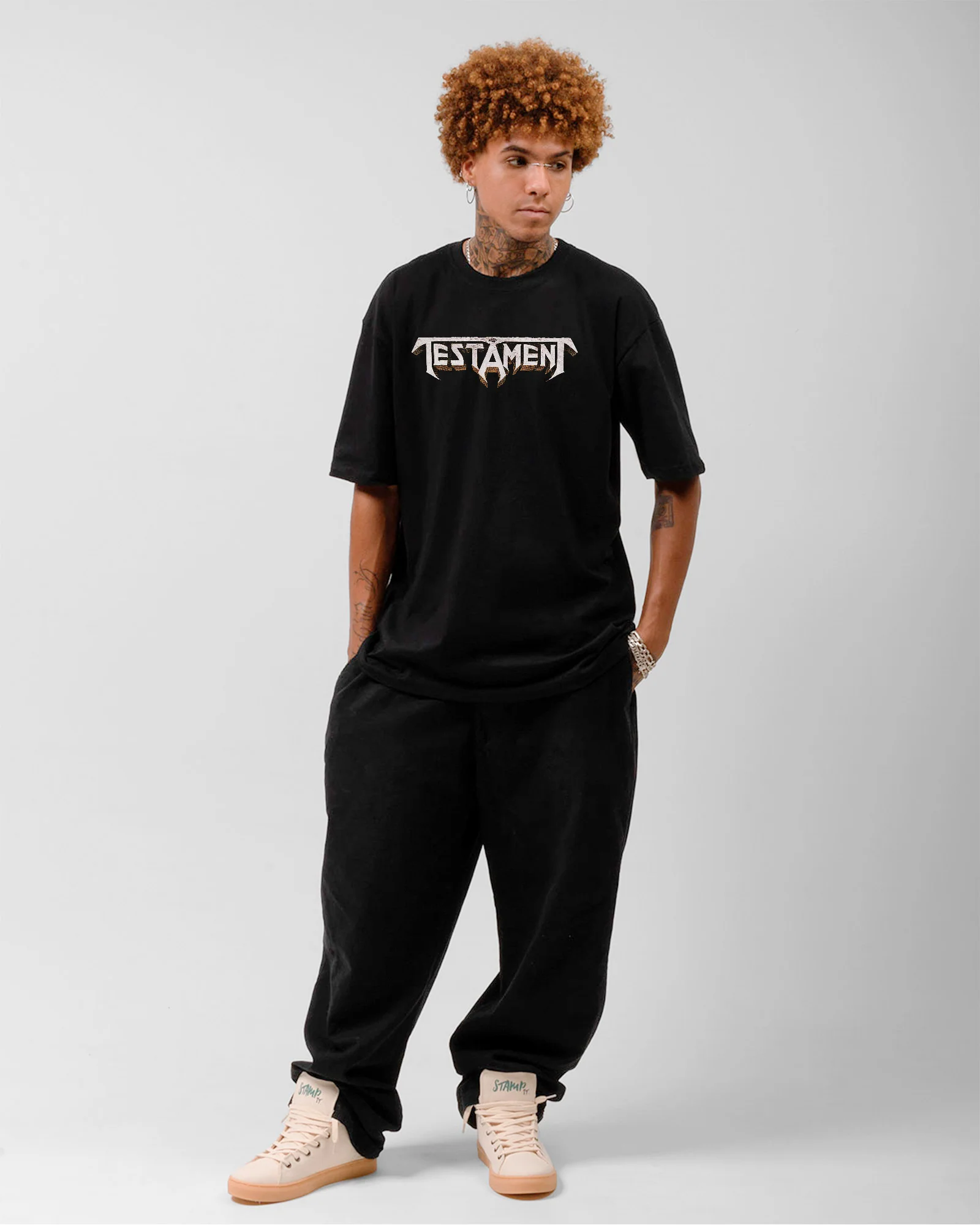Camiseta Testament Banda Escrita Simples Preta Estampada - Image 3